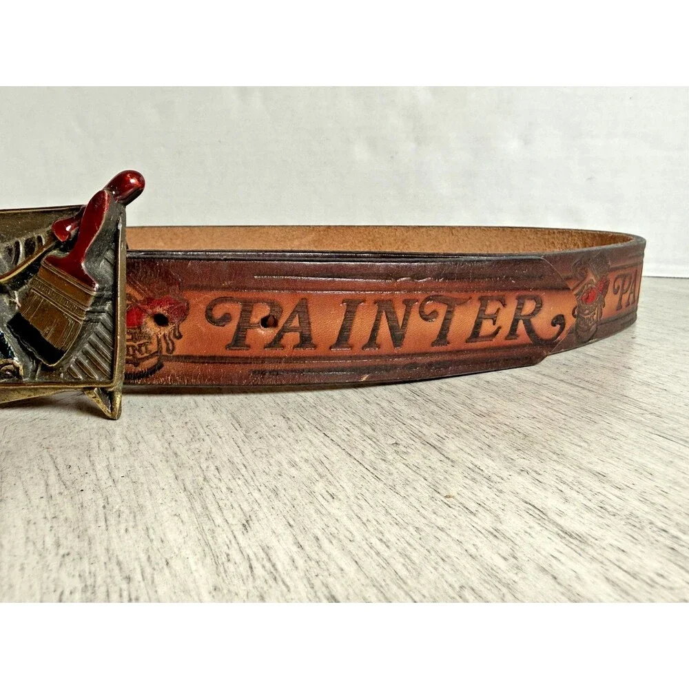Vintage 1982 Great American Buckle Painter Paint Brush Roller Belt Buckle 38.5”